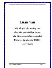 Luận văn Một số giải pháp nâng cao công tác quản trị lực lượng bán hàng của nhóm sản phẩm Unilever tại công ty TNHH Duy Thanh