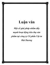 Luận văn Một số giải pháp nhằm đẩy mạnh hoạt động tiêu thụ sản phẩm ở công ty Cổ phần Vật tư Hải Dương