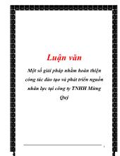 Luận văn Một số giải pháp nhằm hoàn thiện công tác đào tạo và phát triển nguồn nhân lực tại công ty TNHH Mừng Quý