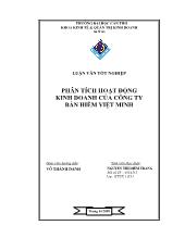 Luận văn Phân tích hoạt động kinh doanh của công ty bản hiểm Việt Minh