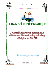 Luận văn Phát triển thị trường tiêu thụ sản phẩm của chi nhánh công ty Lelong Việt Nam tại Hà Nội