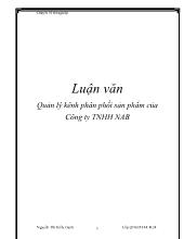 Luận văn Quản lý kênh phân phối sản phẩm của Công ty TNHH NAB
