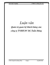 Luận văn Quản trị quan hệ khách hàng của công ty TNHH dịch vụ du lịch Tuấn Dũng