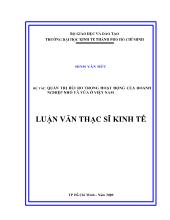 Luận văn Quản trị rủi ro trong hoạt động của doanh nghiệp nhỏ và vừa tại Việt Nam