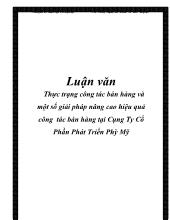 Luận văn Thực trạng công tác bán hàng và một số giải pháp nâng cao hiệu quả công tác bán hàng tại cụng ty cổ phần phát triển Phỳ Mỹ