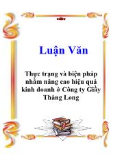 Luận văn Thực trạng và biện pháp nhằm nâng cao hiệu quả kinh doanh tại Công ty Giầy Thăng Long