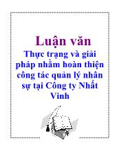 Luận văn Thực trạng và giải pháp nhằm hoàn thiện công tác quản lý nhân sự tại Công ty Nhất Vinh