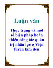 Luận văn Thực trạng và một số biện pháp hoàn thiện công tác quản trị nhân lực ở Viện luyện kim đen