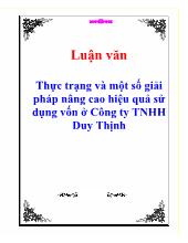 Luận văn Thực trạng và một số giải pháp nâng cao hiệu quả sử dụng vốn ở Công ty TNHH Duy Thịnh