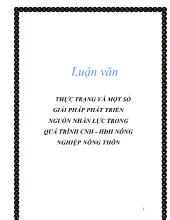 Luận văn Thực trạng và một số giải pháp phát triển nguồn nhân lực trong quá trình công nghiệp hóa - Hiện đại hóa nông nghiệp nông thôn