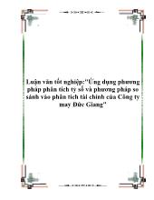 Luận văn Ứng dụng phương pháp phân tích tỷ số và phương pháp so sánh vào phân tích tài chính của Công ty may Đức Giang