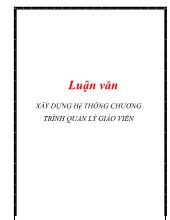 Luận văn Xây dựng hệ thống chương trình quản lý giáo viên