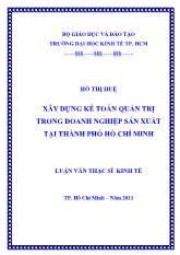Luận văn Xây dựng kế toán quản trị trong doanh nghiệp sản xuất tại thành phố Hồ Chí Minh