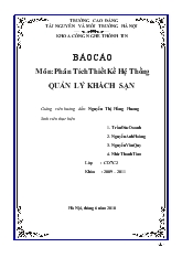 Môn: Phân tích thiết kế hệ thống - Quản lý khách sạn
