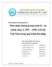 Nhìn nhận khủng hoảng kinh tế - Tài chính châu Á 1997 – 1998