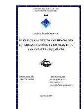 Phân tích các yếu tố ảnh hưởng đến lợi nhuận của công ty cổ phần thủy sản cafatex – Hậu Giang