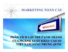 Phân tích lợi thế cạnh tranh của ngành xuất khẩu cao su Việt Nam sang Trung Quốc