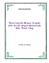 Thực trạng vấn đề quản lý nguồn nhân lực của công ty dệt may xuất khẩu Thành Công
