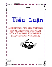 Tiểu luận Ảnh hưởng của môi trường đến marketing sản phẩm sữa của công ty cổ phần sữa Việt Nam vinamilk