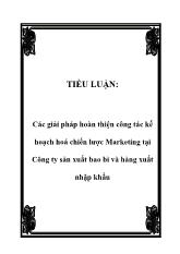 Tiểu luận Các giải pháp hoàn thiện công tác kế hoạch hoá chiến lược Marketing ở Công ty sản xuất bao bì và hàng xuất nhập khẩu