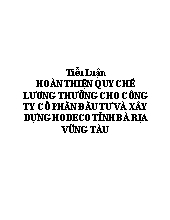 Tiểu luận Hoàn thiện quy chế lương thưởng cho công ty cổ phần đầu tư và xây dựng hodeco tỉnh Bà Rịa Vũng Tàu