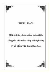 Tiểu luận Một số biện pháp nhằm hoàn thiện công tác phân tích công việc tại công ty cổ phần Tập đoàn Hoa Sao