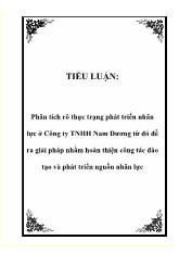 Tiểu luận Phân tích rõ thực trạng phát triển nhân lực tại Công ty TNHH Nam Dương từ đó đề ra giải pháp nhằm hoàn thiện công tác đào tạo và phát triển nguồn nhân lực