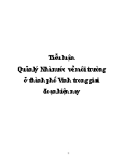 Tiểu luận Quản lý Nhà nước về môi trường ở thành phố Vinh trong giai đoạn hiện nay