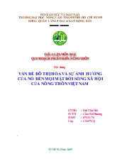 Tiểu luận Vấn đề đô thị hóa và sự ảnh hưởng của nó đến mọi mặt đời sống xã hội của nông thôn Việt Nam