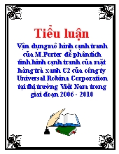 Tiểu luận Vận dụng mô hình cạnh tranh của M.Porter để phân tích tình hình cạnh tranh của mặt hàng trà xanh C2 của công ty Universal Robina Corporation tại thị trường Việt Nam trong giai đoạn 2006 - 2010