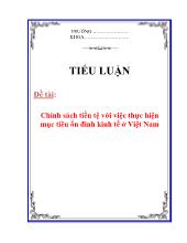 Chính sách tiền tệvới việc thực hiện mục tiêu ổn đinh kinh tế ở Việt Nam