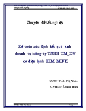 Chuyên đề Kế toán xác định kết quả kinh doanh tại công ty TNHH thương mại dịch vụ cơ điện lạnh Kim Minh