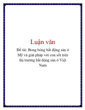 Đề tài Bong bóng bất động sản ở Mỹ và giải pháp với con sốt trên thị trường bất động sản ở Việt Nam