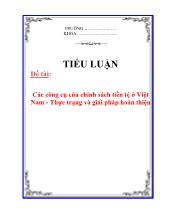 Đề tài Các công cụ của chính sách tiền tệ ở Việt Nam - Thực trạng và giải pháp hoàn thiện
