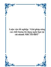 Đề tài Giải pháp nâng cao chất lượng tín dụng ngắn hạn tại chi nhánh ngân hàng công thương II - HBT