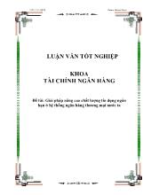 Đề tài Giải pháp nâng cao chất lượng tín dụng ngắn hạn ở hệ thống ngân hàng thương mại nước ta