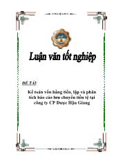 Đề tài Kế toán vốn bằng tiền, lập và phân tích lưu chuyển tiền tệ ở công ty cổ phần  Dược Hậu Giang