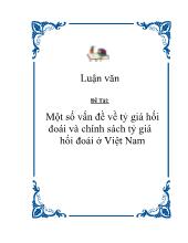 Đề tài Một số vấn đề về tỷ giá hối đoái và chính sách tỷ giá hối đoái tại Việt Nam