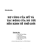 Đề tài Nợ công của mỹ và tác động của nó tới nền kinh tế thế giới