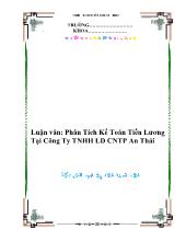 Đề tài Phân tích kế toán tiền lương tại công ty TNHH liên doanh công nghiệp thực phẩm An Thái