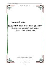 Đề tài Phân tích tình hình quản lý và sử dụng vốn lưu động tại công ty dệt may 29/3