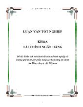 Đề tài Phân tích tình hình tài chính doanh nghiệp và những giải pháp góp phần nâng cao khả năng tài chính của Tổng công ty chè Việt nam