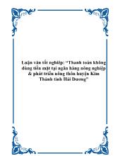 Đề tài Thanh toán không dùng tiền mặt tại ngân hàng nông nghiệp và phát triển nông thôn huyện kim thành tỉnh Hải Dương
