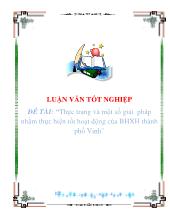 Đề tài Thực trạng và một số giải pháp nhằm thực hiện tốt hoạt động của bảo hiểm xã hội thành phố Vinh