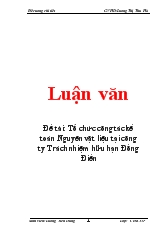 Đề tài Tổ chức công tác kế toán Nguyên vật liệu tại công ty Trách nhiệm hữu hạn Đồng Điền