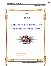 Đề tài Vai trò và chức năng của ngân hàng trung ương