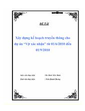 Đề tài Xây dựng kế hoạch truyền thông cho dự án “Vịt xác nhận” từ01/6/2010 đến 01/9/2010
