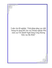 Giải pháp nâng cao chất lượng tín dụng khi cho vay Doanh nghiệp Nhà nước tại Chi nhánh Ngân hàng Công thương Khu vực Ba Đình