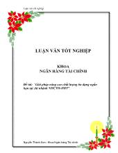 Giải pháp nâng cao chất lượng tín dụng ngắn hạn tại chi nhánh ngân hàng công thương II - HBT