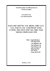 Hạn chế những tác động tiêu cực của FDI và các giải pháp tăng cường thu hút FDI vào Việt Nam trong thời gian tới